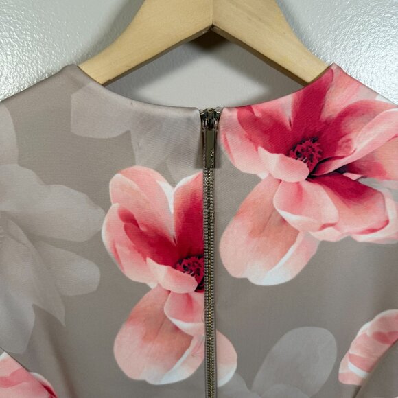Calvin Klein Floral Scuba Sheath Dress Size 8 Pink Wedding Work Career Stretch - Picture 9 of 10